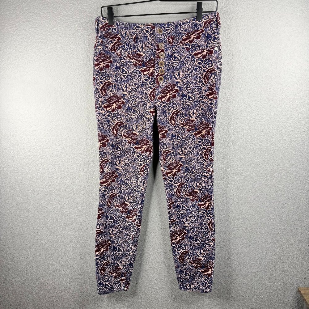 Pilcro High-Rise Skinny Velvet Patterned Pants